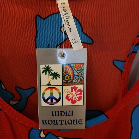 New! SWIMSUIT COVERUP 🐬 Dolphin Print Sheer Tank - Picture 5 of 11